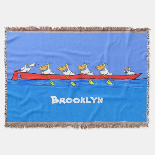 Funny pelicans rowing cartoon illustratie deken (Voorkant)