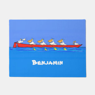 Funny pelicans rowing cartoon illustratie deurmat