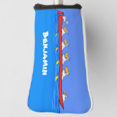 Funny pelicans rowing cartoon illustratie golfheadcover (Draai 90)