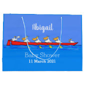 Funny pelicans rowing cartoon illustratie groot cadeauzakje (Achterkant)