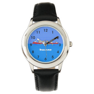 Funny pelicans rowing cartoon illustratie horloge