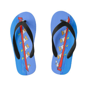 Funny pelicans rowing cartoon illustratie kinder teenslippers