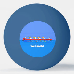 Funny pelicans rowing cartoon illustratie pingpongballen