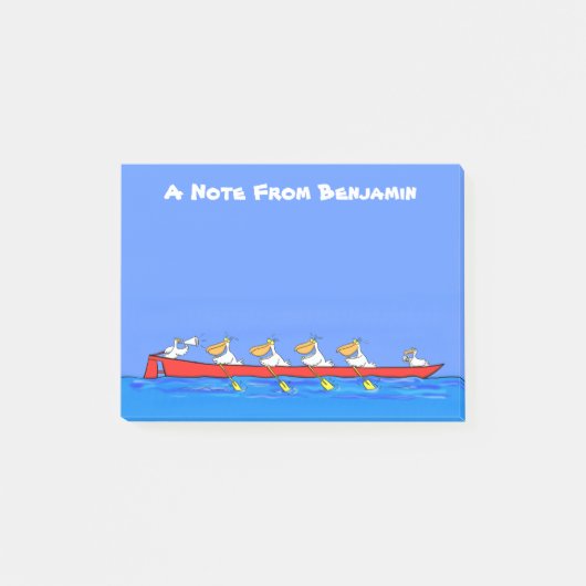 Funny pelicans rowing cartoon illustratie post-it® notes (Voorkant)