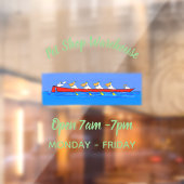 Funny pelicans rowing cartoon illustratie raamsticker (Vel 2)