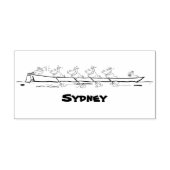 Funny pelicans rowing cartoon illustratie 	rubberstempel (Afrduk)