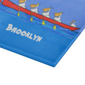 Funny pelicans rowing cartoon illustratie snijplank (Hoek)