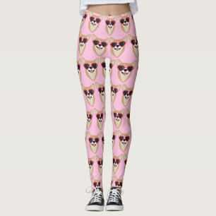Funny Pembroke Welsh Corgi Pattern Pink Leggings