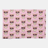 Funny Pembroke Welsh Corgi Pattern Pink Theedoek (Horizontaal)