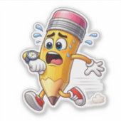Funny Pencil Running Late Custom-Cut Vinyl Sticker (Devant)