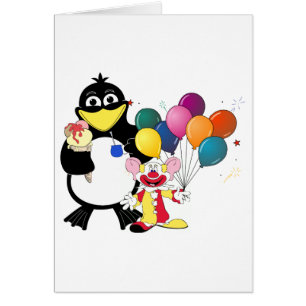 Funny penguin and clown cartoon