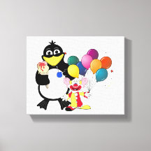 Funny penguin and clown cartoon