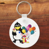 Funny penguin and clown cartoon sleutelhanger (Voorkant)