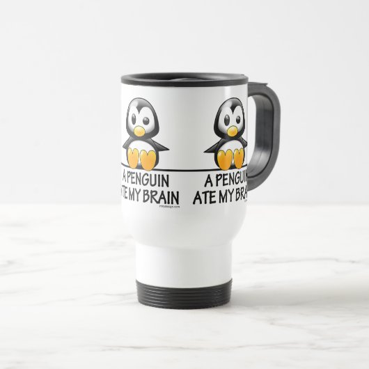 Funny Penguin Ate My Brain Graphic Reisbeker (Voorkant rechts)