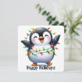 Funny Penguin Carte de voeux de vacances (Debout devant)