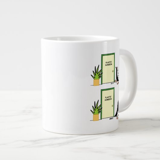 Funny Penguin Cartoon Cosmetische plastisch chirur Extra Grote Mok (Voorkant rechts)