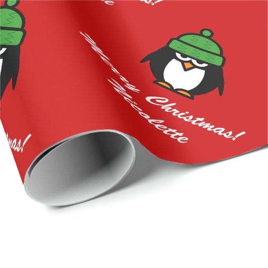 Funny penguin cartoon inpakpapier voor kerstmis (Rol Hoek)