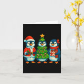 Funny Penguin Christmas Lights Penguin Cute Xmas H Kaart (Gele Bloem)