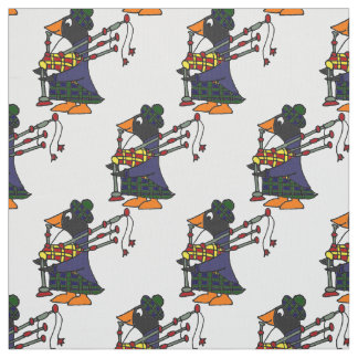 Funny Penguin die Bagpipes speelt Kunst Stof