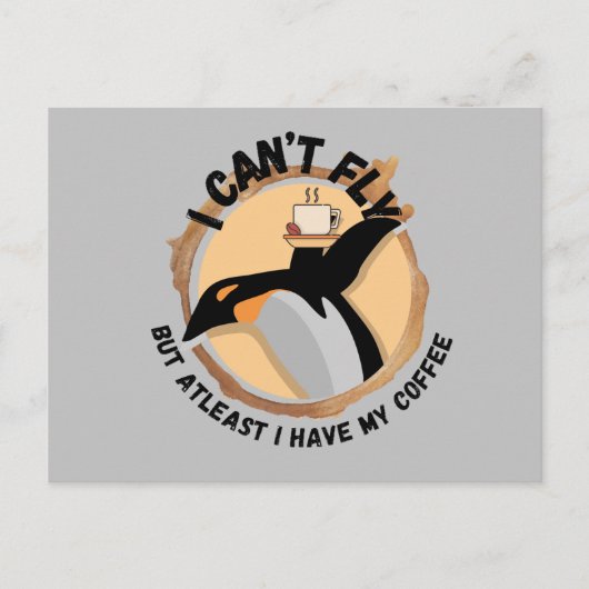 Funny Penguin Drink koffie Briefkaart (Voorkant)