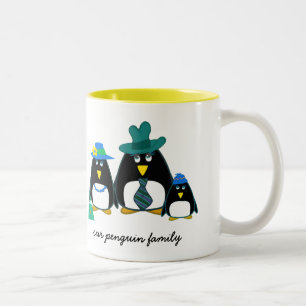 Funny Penguin   Eigen naam kerstcadeautje Tweekleurige Koffiemok