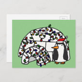 Funny Penguin en Kerstmis Igloo Feestdagenkaart (Voorkant / Achterkant)