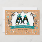 Funny Penguin Famille de Noël Appartement Cartes d (Devant)