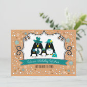 Funny Penguin Famille de Noël Appartement Cartes d (Debout devant)