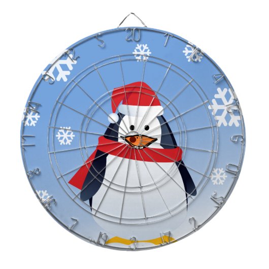 Funny Penguin Kerstkerstkerstkerstkerstman Snowfla Dartbord (Voorkant)