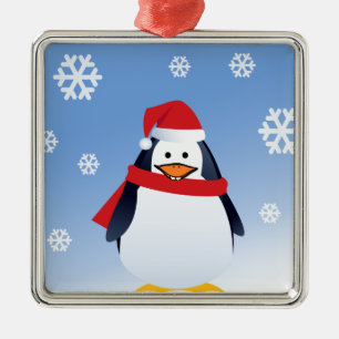 Funny Penguin Kerstkerstkerstkerstkerstman Snowfla Metalen Ornament
