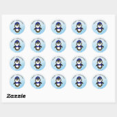 Funny Penguin Kerstmis Ronde Sticker (Vel)