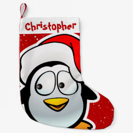 Funny Penguin met Red Santa Hat Kleine Kerstsok