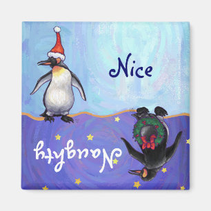 Funny Penguin Naughty Nice Holiday Magnet Magneet