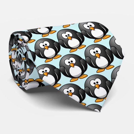 "Funny Penguin" PatroonStropdas Stropdas (Opgerold)