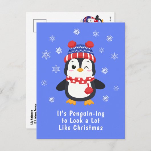 Funny Penguin Pun Kerstmis Feestdagenkaart (Voorkant / Achterkant)