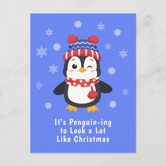 Funny Penguin Pun Kerstmis Feestdagenkaart (Voorkant)
