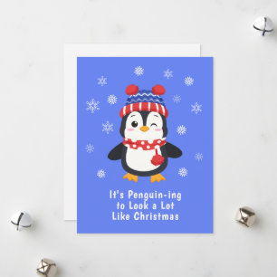 Funny Penguin Pun Snowflake Kerstmis Feestdagenkaart