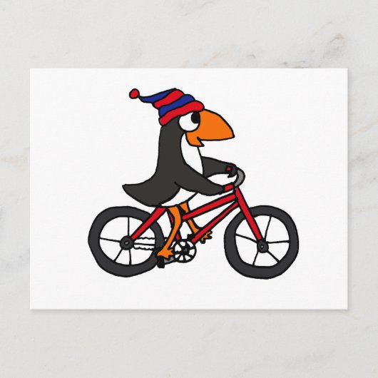 Funny Penguin Riding Red Bicycle Briefkaart (Voorkant)