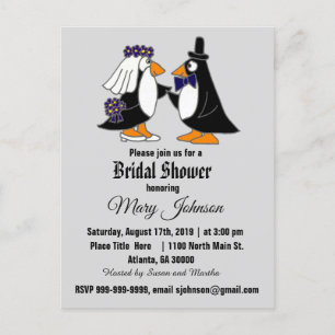 Funny Penguin Wedding Uitnodiging Briefkaart