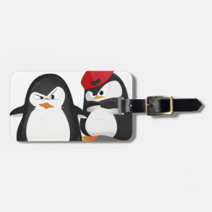 Funny penguins design bagagelabel
