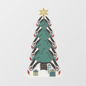 Funny Penguins kerstboom Raamsticker (Vel)
