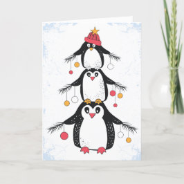 Funny Penguins-kerstkaart Feestdagen Kaart