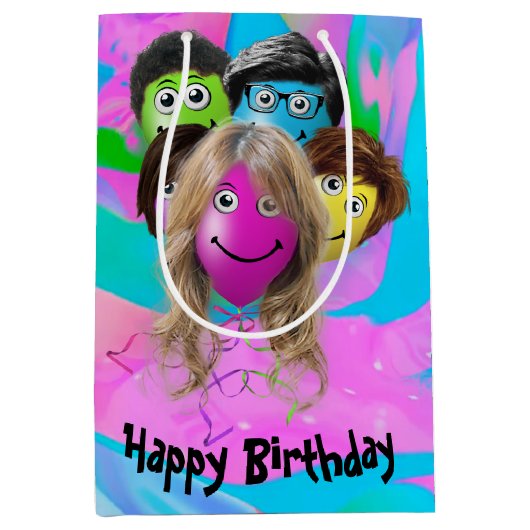 Funny People Birthday Balloons Medium Cadeauzakje (Voorkant)