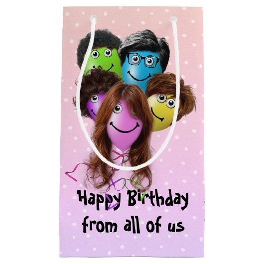 Funny People Birthday Party Balloons Klein Cadeauzakje (Voorkant)