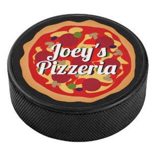 Funny pepperoni en kaas pizzadouane hockey puck