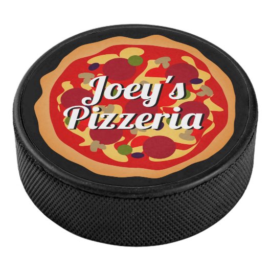 Funny pepperoni en kaas pizzadouane hockey puck (3/4)