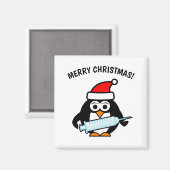 Funny Père Noël allaitant pingouin cadeau aimant N (Recto/Verso)