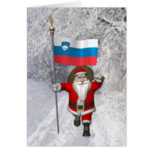 Funny Père Noël Avec L'Ensigne De Slovénie