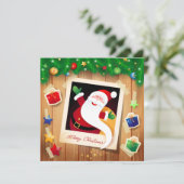 Funny Père Noël, carte (Debout devant)