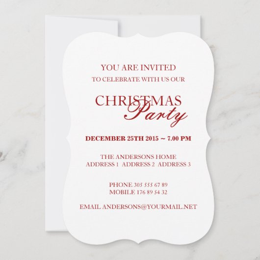 Funny Père Noël - Invitation à la fête de Noël (Dos)